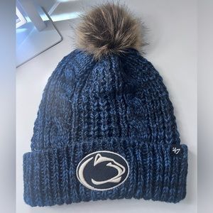 Women's '47 Navy Penn State Nittany Lions Knit Hat with Pom